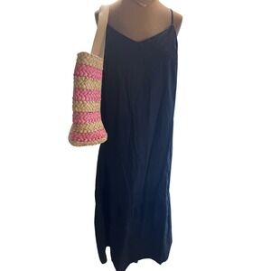 dress prairie ruffle spaghetti‎ strap boho cottagecore 16 black cotton ruffle